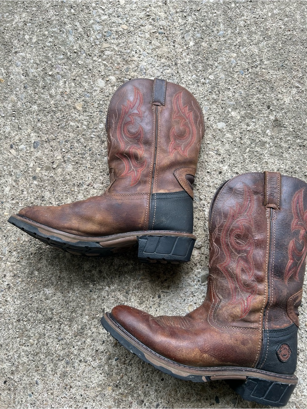 Justin Brown Leather Western Work Boots with sz 9.5 EE